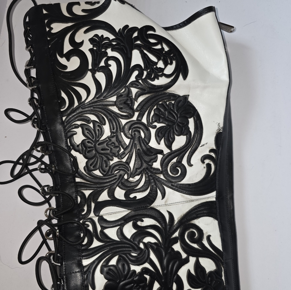 Balmain Lace-Up Laser-Cut Leather Thigh Boots Size 41 - Picture 9 of 16